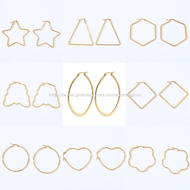 Boucles d'oreilles créoles géométriques en acier inoxydable OEM pour femmes, hypoallergéniques, minimalistes, légères, clous d'oreilles, boucles d'oreilles pendantes irrégulières for sale at factory direct price