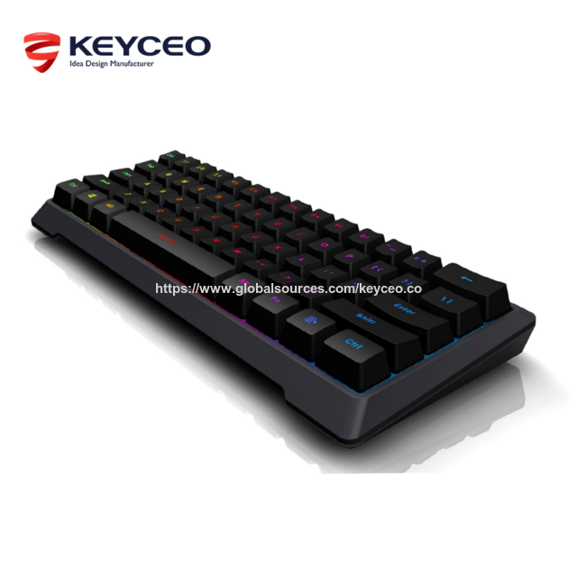 Teclado gaming compacto sem fio mini recarregável portátil 60% teclado de membrana jogo RGB