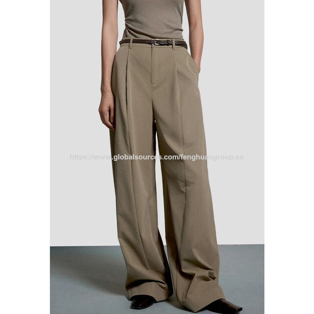 Pantalon de Tailleur Classique pour Femme, Coupe Droite Formelle, Vêtement Décontracté Polyvalent pour Printemps/Été, Coupe Ample, Jambe Large pour Bureau et Tourisme for sale at factory direct price