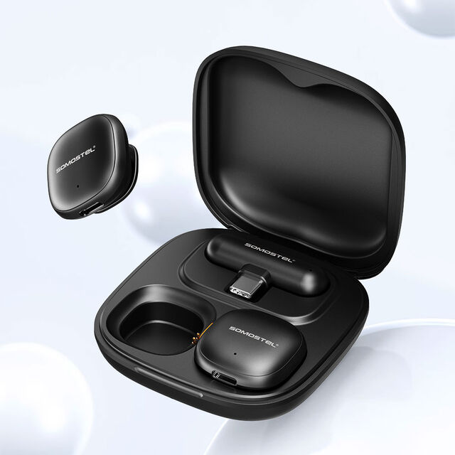 SOMOSTEL GM25 Microfone Inteligente com Cancelamento de Ruído AI, Dois Microfones de Lapela e Interface Tipo C