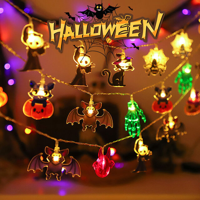Venta al por mayor de fabricante, guirnalda de luces LED de Halloween para decoración de escenas, guirnalda de luces de calabaza para festivales al aire libre, decoración de Halloween