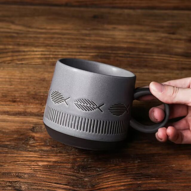 Vintage Coarse Pottery Coffee Mug Milk Cereal Breakfast Mug Japanese Mugs Kiln-changing Glaze for sale at factory direct price