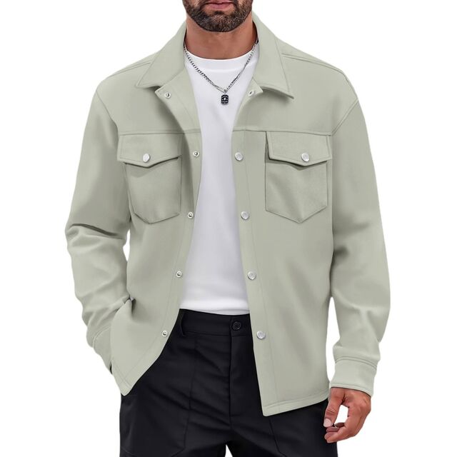 Trendige Cord-Blousonjacke für Herren im Herbst und Frühling, vielseitige Freizeit- und Arbeitsjacke mit stilvollem Reverskragen für junge, coole Männer, einfarbig for sale at factory direct price