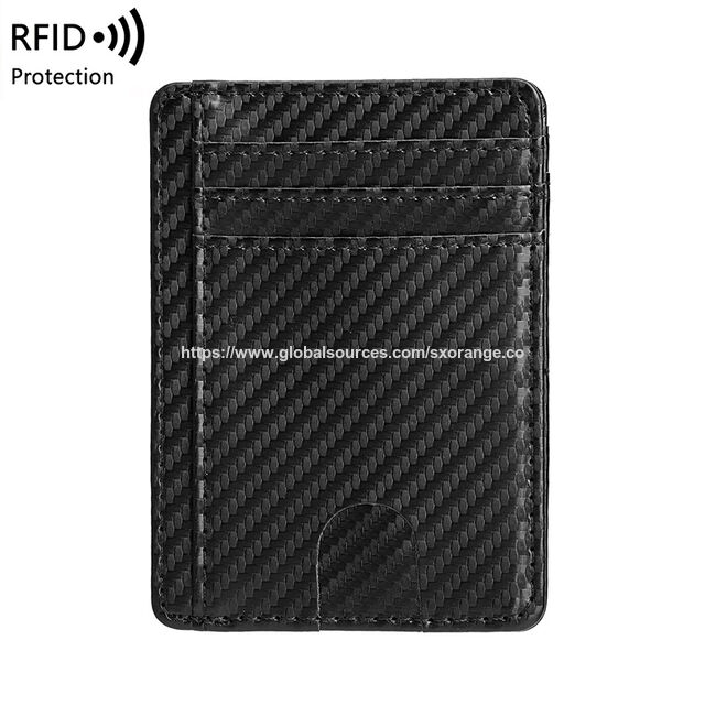Minimalistische RFID-blockierende Ledergeldbörsen für Herren und Damen, Anti-Skimming-Lederclip-Kartenhalter, dünnes Bifold-Kartenetui