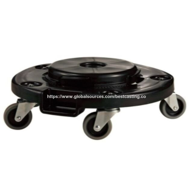 Chariot pour Poubelle Robuste de 45,7 cm (18 Pouces) de Diamètre, 5 Roulettes Pivotantes, Verrouillage Rotatif Marche/Arrêt, Mobilité pour Bacs à Ordures Fabriqué en Plastique Durable (PP)