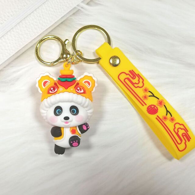 Chaveiro 3D de PVC Macio e Barato Personalizado, Chaveiro de Borracha de Panda de Desenho Animado Bonito com Design e Formato Moldados