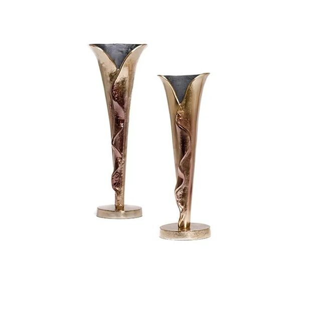Jarrón de Aluminio, Jarrón de Flores, Jarrón de Hierro, Jarrón de Metal, Jarrón - Talla L: 17.15x13.97x49.53 cm - Talla S: 12.7x12.07x40.64 cm