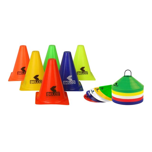 BELCO SPORTS 6 Zoll PVC-Hütchen 6er-Pack, 20 Platzmarkierungen Agility-Kombinationen (Mehrfarbig)