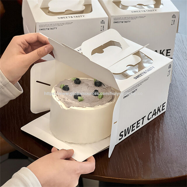 Hochwertige, kundenspezifische, biologisch abbaubare Bäckereikartons für Kekse und Cupcakes, Kuchengeschenkverpackung aus Karton mit PVC-Fenster, Kuchenbox zum Tragen for sale at factory direct price