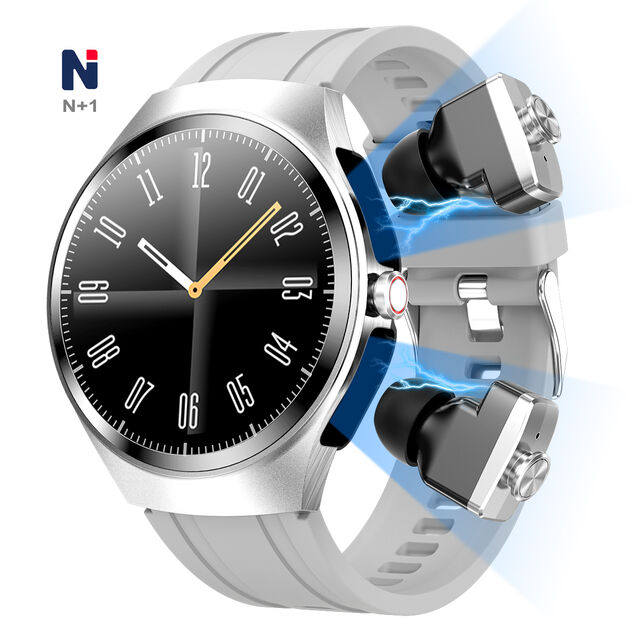NMS05 أحدث ساعة ذكية مع سماعات أذن بلوتوث - شاشة AMOLED، تتبع الصحة، مقاومة للماء، لمحبي الرياضة والموسيقى