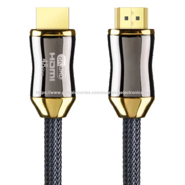Kabel HDMI 2.1 Kualitas Ultra Tinggi, Casing Seng Krom Hitam dengan Label Sertifikasi Ultra untuk HDTV, Monitor, PlayStation, dll.