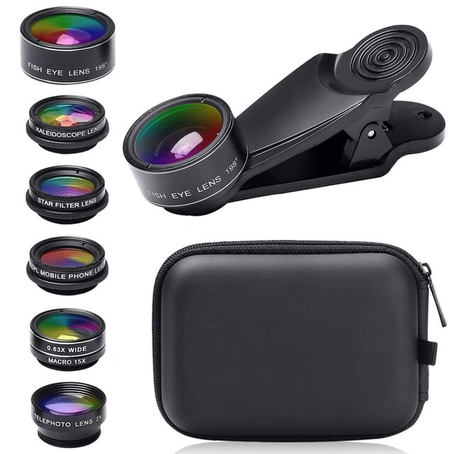 High-Definition 7-in-1 Telekonverterobjektiv, Weitwinkel, Makro, Fisheye Universal 10-in-1 Handy-Objektiv-Kit