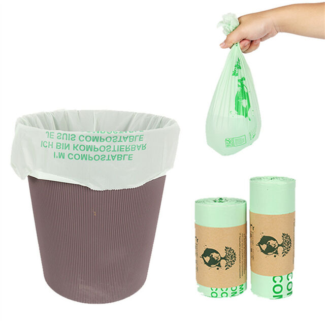 Sacos de lixo biodegradáveis de PLA - Sacos de lixo domésticos de plástico totalmente biodegradáveis, de boca plana e alça contínua for sale at factory direct price