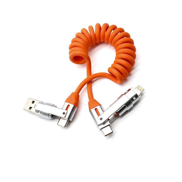 4-in-1 1,2 m PU-Draht 240W Schnelllade-USB 3.1 Zinklegierung Typ C Micro Adapter Feder Datenkabel Vielseitigkeit für mühelose Nutzung