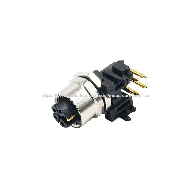 M12 K-Code Buchse rechtwinklig Frontplattenmontage Kupfer IP67 Automobil 16A 690V ungeschirmt 5-poliger Einsatzverbinder for sale at factory direct price