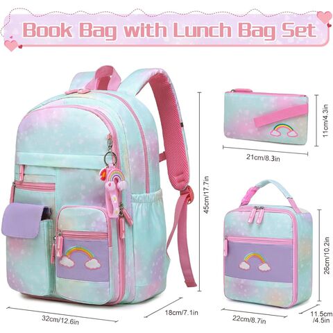 Mochila Escolar para Niñas, Linda Mochila Arcoíris con Lonchera Aislada y Estuche para Lápices, Mochila Infantil para Jardín de Infancia, Bolsos para Niños for sale at factory direct price