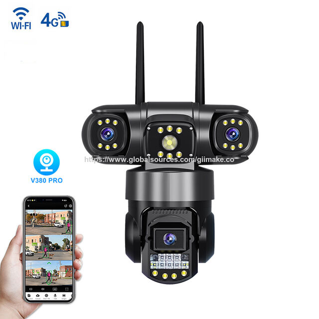 V380 Netzwerk 6MP 3-Objektiv und 3-Bildschirm PTZ Kamera Drahtlose WiFi Sicherheits CCTV Kamera IP66 Wasserdicht 4G SIM-Karten Kamera für den Außenbereich