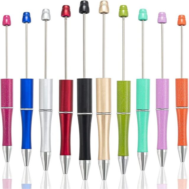 Nuevos Bolígrafos de Tinta Negra Personalizables para Regalos DIY, Material de Escritura para Oficina, Papelería, Bolígrafos con Cuentas de Plástico
