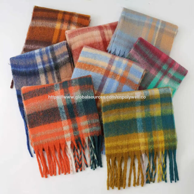 Automne Hiver Extérieur Enveloppes Chaudes Couverture Légère Écharpe, Écharpes à Carreaux Châles avec Glands pour Femme