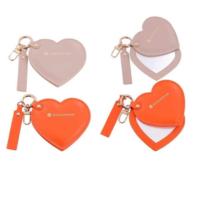 Espejo de Bolsillo de Cuero para Regalo Pequeño, Espejo de Mano Compacto y Portátil con Estuche de Cuero PU/Cuero Auténtico