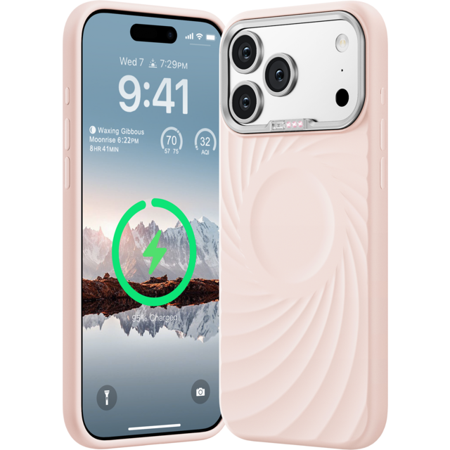 Memumi جراب سيليكون سائل مغناطيسي لهاتف iPhone 17 Pro Max متوافق مع MagSafe| ملمس ناعم| مضاد للخدش| غطاء مقاوم للصدمات - وردي
