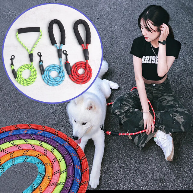 Correa Reflectante de Nylon para Perros, Correa Anti-Tirones de Poliéster para Mascotas, Correa de Cuerda Resistente para Perros Grandes, Diseños Coloridos