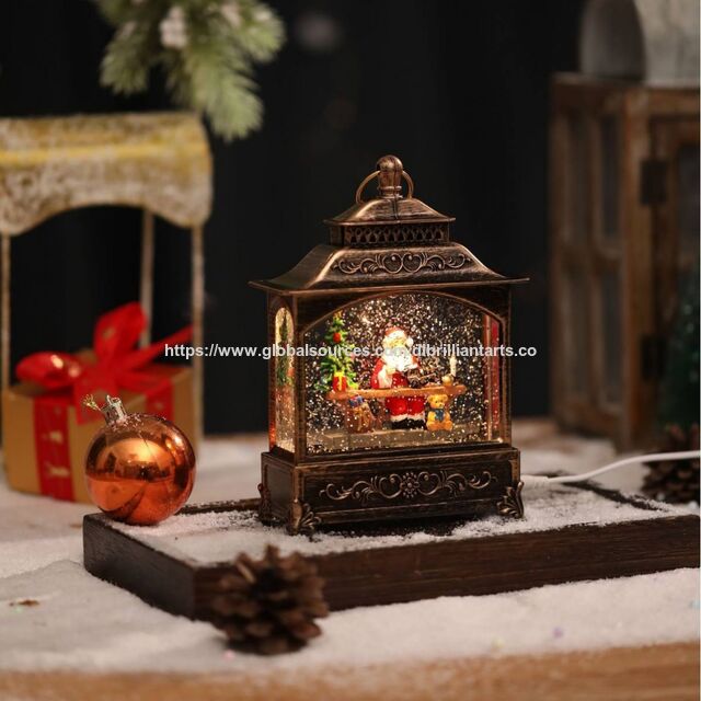 Lanterna LED de Natal com Movimento e Glitter de Rena do Papai Noel no Atacado - Decoração Festiva de Natal para Mesa com Luz LED for sale at factory direct price