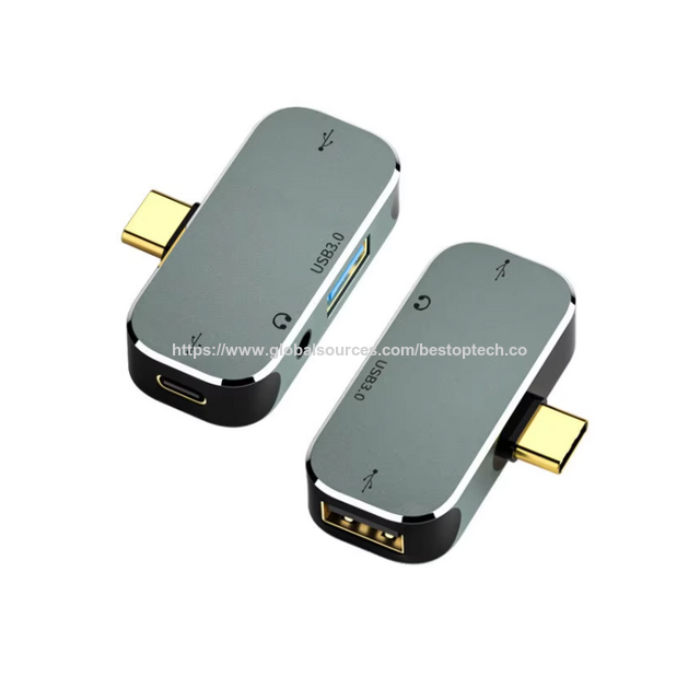 Adaptador USB Hub Tipo C 5 en 1 con Jack de Auriculares, Divisor de Audio USB C, Adaptador USB C Hub para Laptop y Teléfono