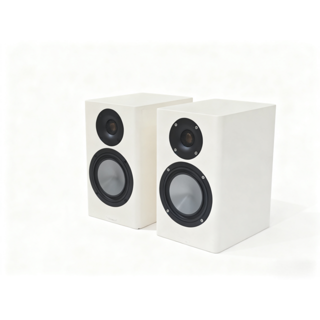 Haut-parleurs passifs Hi-Fi HF100 en gros : Paire en bois massif pur, finition blanche élégante, reproduction sonore de qualité audiophile pour la maison
