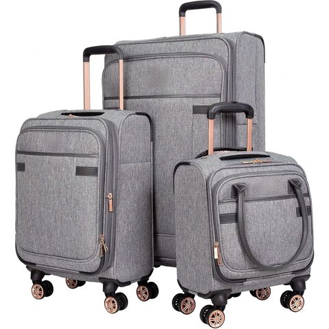 Juego de Maletas Giratorias de Nailon Duradero, Gris Jaspeado, 3 Piezas, Protectores de Esquina Resistentes a Impactos, Equipaje Blando, Maleta de Viaje for sale at factory direct price