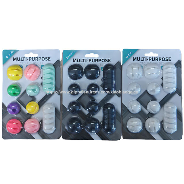 Venta al por mayor de stock de 10 clips autoadhesivos mixtos para cables y alambres, organizador de cables USB múltiple para escritorio