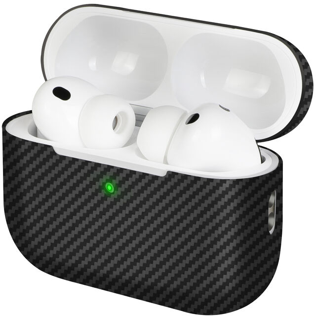 Memumi غطاء من ألياف الكربون لأجهزة AirPods Pro 3، قوي ومتين، سمك 0.5 مم، غطاء نحيف، جراب من ألياف الأراميد للحماية من السقوط 600D أسود