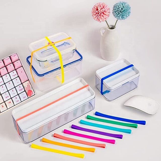 DLSEALS Longs Élastiques en Silicone Arc-en-ciel, Assortiment d'Élastiques en Caoutchouc Colorés, Assortiment d'Élastiques Surdimensionnés Colorés