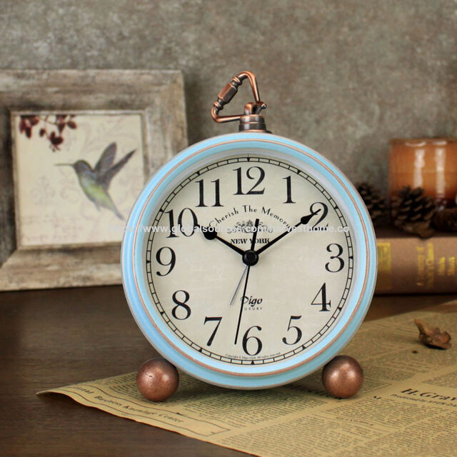 Jam Alarm Meja Besi Nordic, Jam Dinding Gantung Besi Kayu, Klasik untuk Dekorasi Rumah for sale at factory direct price
