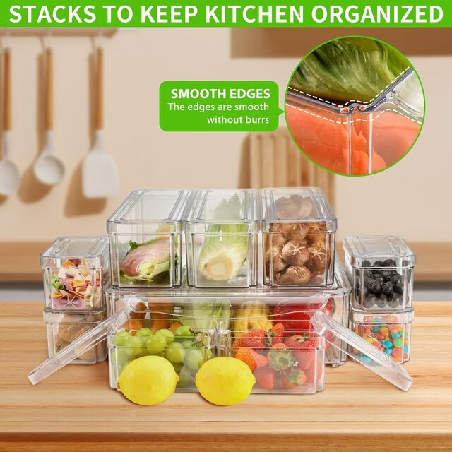Boîte de rangement pour réfrigérateur en acrylique transparent, récipients alimentaires en plastique pour légumes
