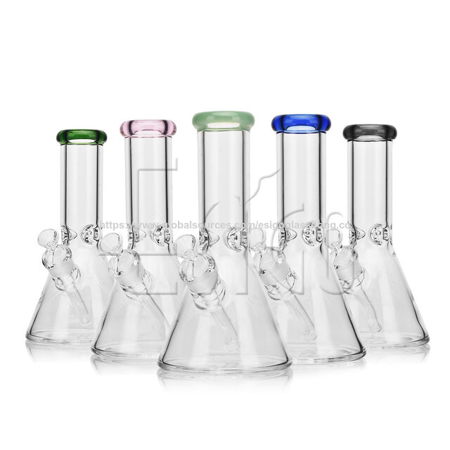 Esigo Glass Pipe à Eau en Verre de 10 Pouces Classique en Gros avec Embouchure Colorée pour Herbes Sèches