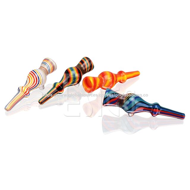 Esigo Glass Chillum en verre coloré Wig Wag portable très populaire Pipe à main Herbe sèche Pipe à eau en verre Accessoires en verre