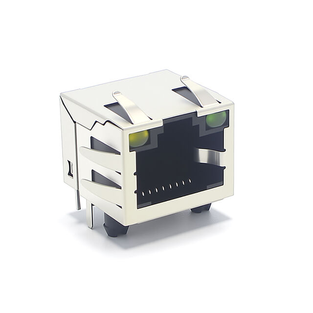 Fabricante OEM Conector de Rede Blindado RJ45 de Porta Única, Conector Fêmea Ethernet Cat5e Cat6 Cat6a com LED for sale at factory direct price