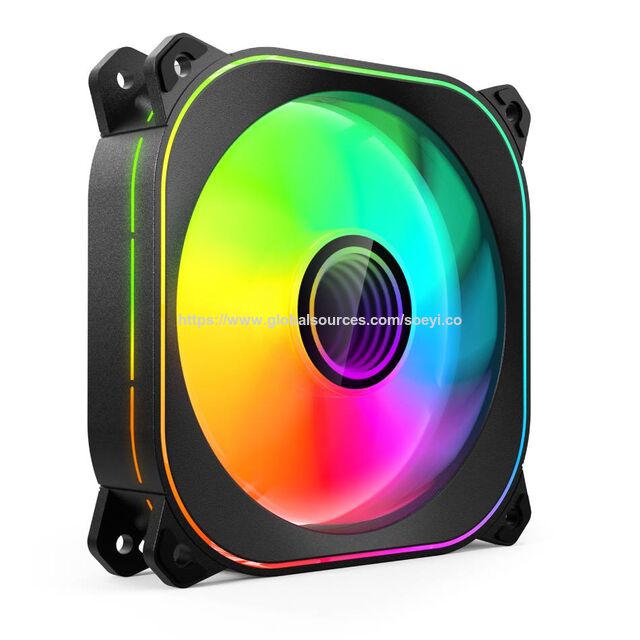 SOEYI Ventilador de refrigeración para CPU RGB de gran venta, alimentación de 3 pines, cobre de 4 pines, ventilador ARGB para radiador de refrigeración por aire de PC con luz de espejo infinito