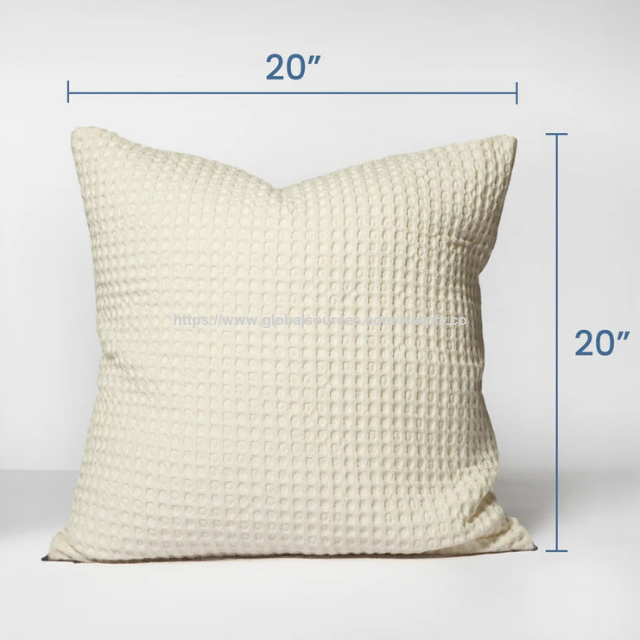 Prix usine Housse de coussin gaufrée ivoire 20" personnalisable - Housse de coussin décorative 100 % coton pur Fabrication OEM/ODM