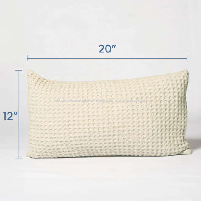 Prix usine Housse de coussin en coton gaufré ivoire personnalisable 12x20" - Housse de coussin décorative 100% coton pur Fabrication OEM/ODM