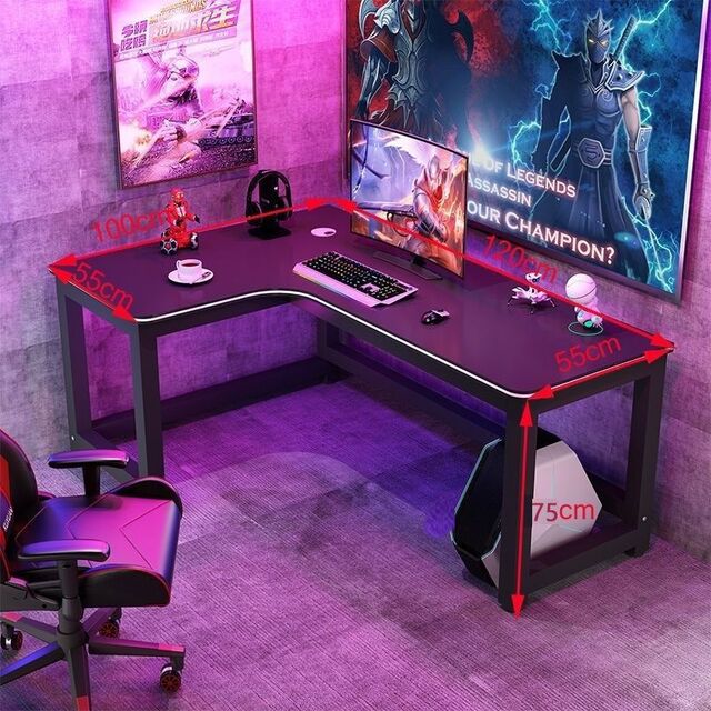 Bureau d'ordinateur épais et minimaliste en forme de L avec chargement USB pour la maison, l'e-sport, le jeu et le bureau for sale at factory direct price