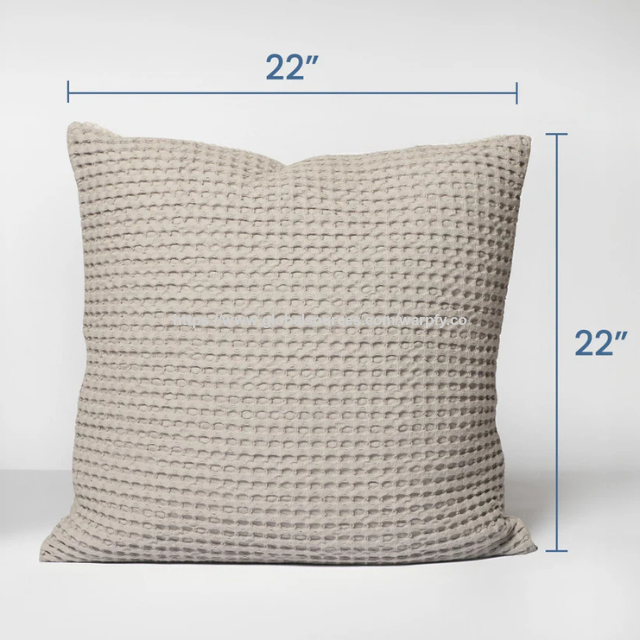 Prix usine Housse de coussin en coton gaufré gris 22" personnalisable - Housse de coussin décorative 100 % coton pur Fabrication OEM/ODM