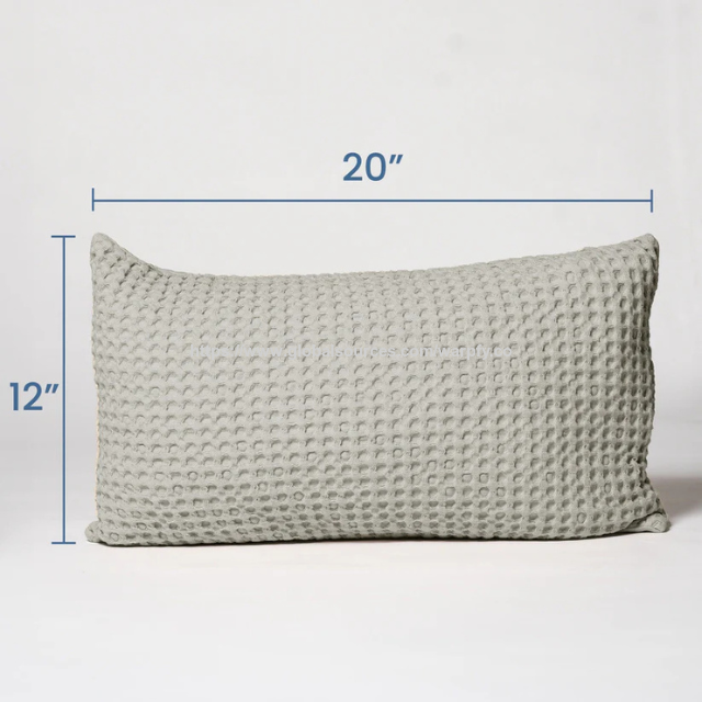 Prix usine Housse de coussin gaufrée grise personnalisable 30x50 cm - Housse de coussin décorative 100 % coton pur Fabrication OEM/ODM