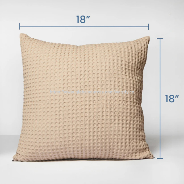 Prix usine Housse de coussin gaufrée sable 18" personnalisable - Housse de coussin décorative 100 % coton pur Fabrication OEM/ODM