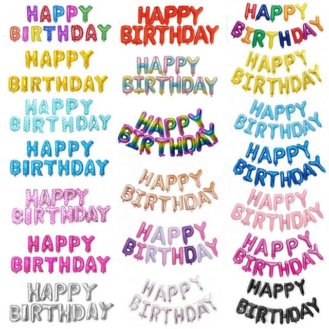 16 Zoll HAPPY BIRTHDAY Buchstaben Folien Helium Alphabet Party Dekorations Ballons Banner Set