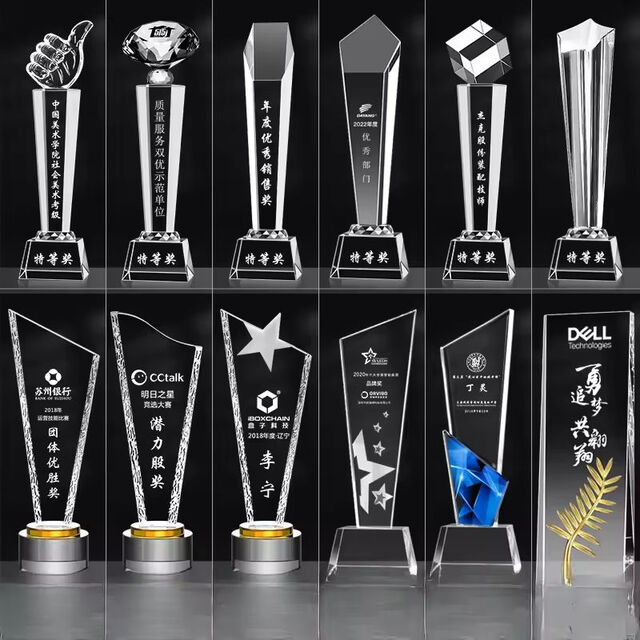 Hochwertige K9 Glas Trophäe als individuelles Firmengeschenk, klare Kristallglas Auszeichnung, 3D Kristallglas Trophäen