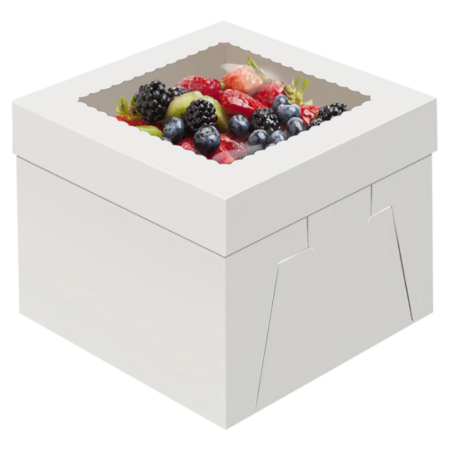 Élégantes boîtes de boulangerie jetables blanches, dossiers en carton laminé mat gaufré pour gâteaux, biscuits, tartes, cupcakes, pâtisseries for sale at factory direct price