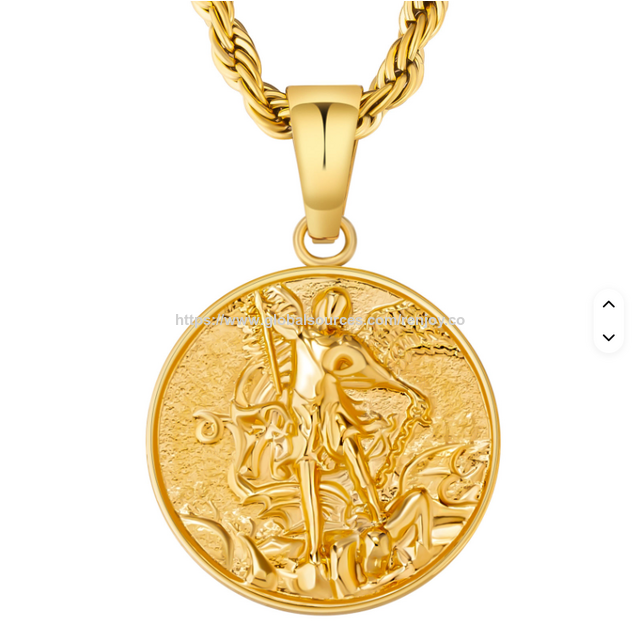 Collar de Jesús de Oro para Hombre Acero Inoxidable Cristo Redentor Colgante Medalla Redonda Joyería de Fe Cristiana Regalo for sale at factory direct price