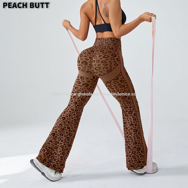 Yoga-Hose mit Leopardenmuster und hoher Taille, Schlaghose, Laufhose, nahtlose Sporthose for sale at factory direct price